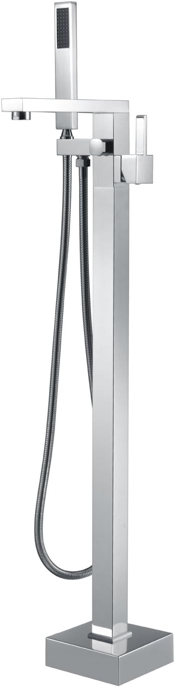 Freestanding Bathtub Faucet Tub Filler Chrome Floor Mounted Brass Bathroom Faucets with Handheld Shower