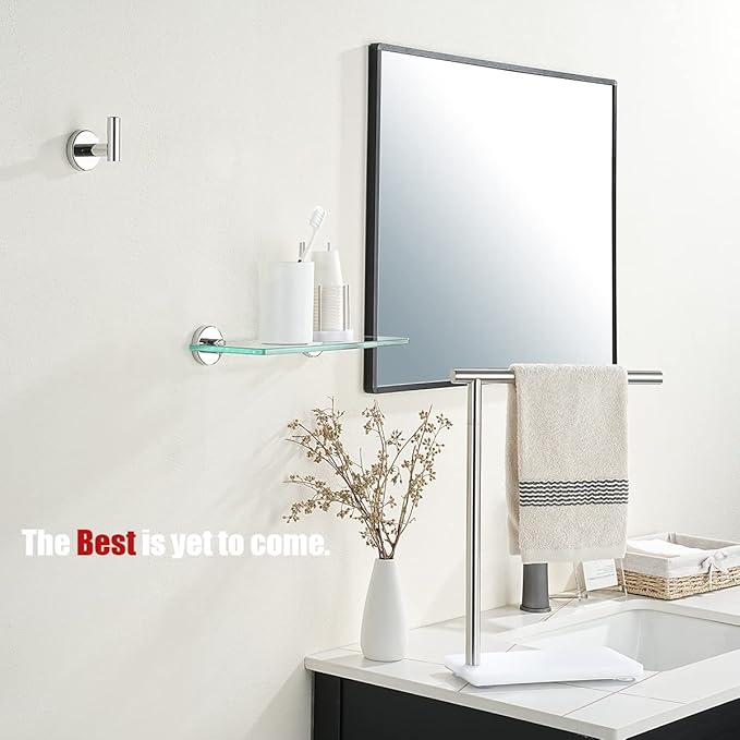 JQK Bathroom Glass Shelf Chrome, Tempered Glass Shower Storage 12 by 5 inches, 304 Stainless Steel Polished Chrome Wall Mount, TGS101L12-CH