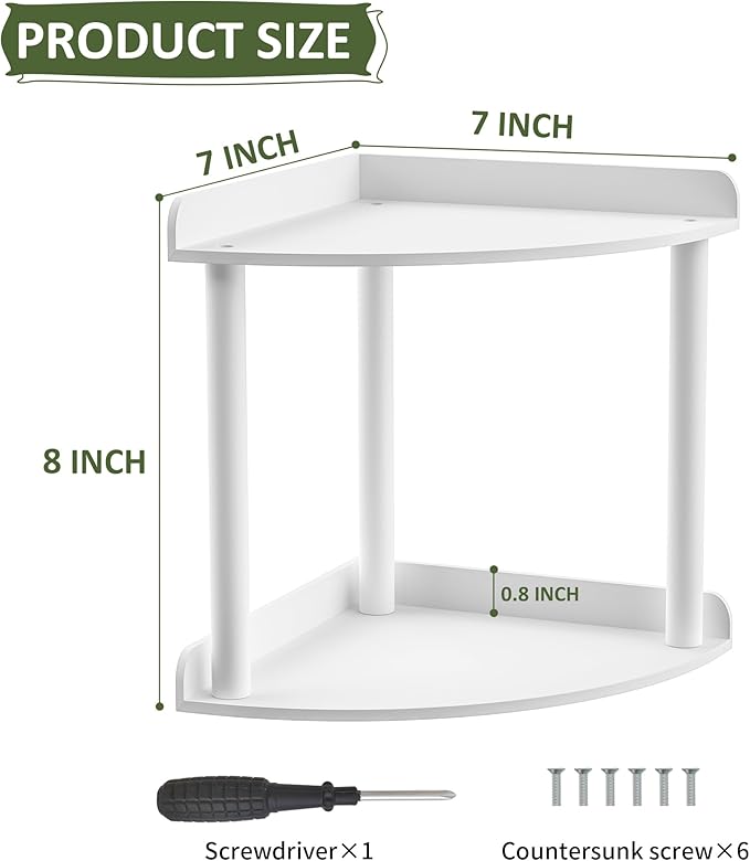 2 Tier Countertop Corner Organizer Shelf 7x7x8 Inch, White Acrylic Bathroom Vanity Storage Organizer Corner Shelf for Skincare, Cosmetics, Perfume