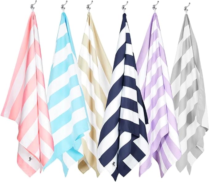 Dock & Bay Beach Towel - Quick Dry, Sand Free - Compact, Lightweight - 100% Recycled - Includes Bag - Cabana - Set of 6 - Extra Large (200x90cm, 78x35)
