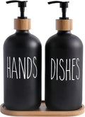 MOMEEMO Black Soap Dispenser Set, Contains Hand and Dish Soap Dispenser, Suitable for Kitchen Decor. (Black)