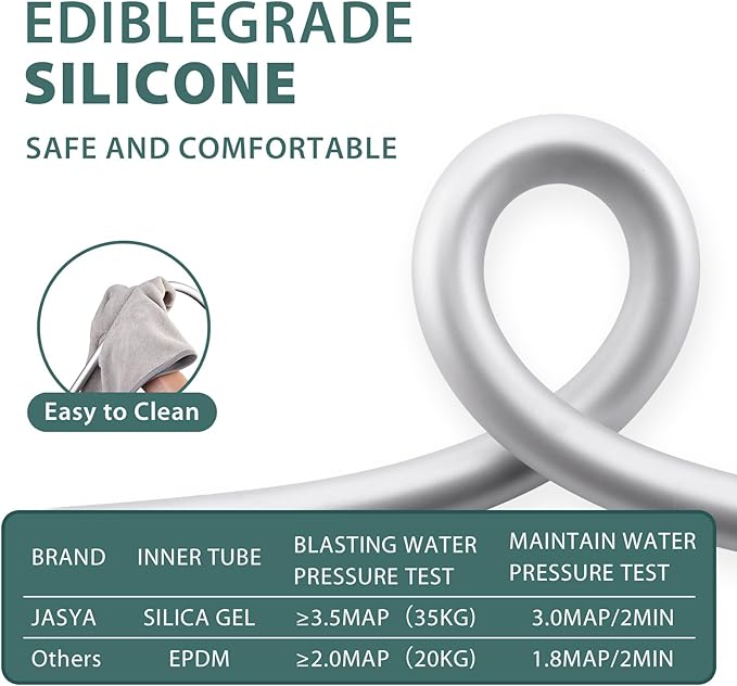 Silicone Shower Hose Extra Long,Explosion Proof Anti Winding Showerhead Hose,Used In Showerheads Spray Bidet Bathing Toilet Cleaning Flexible RV Shower Hoses Replacement (Silver, 119 In)