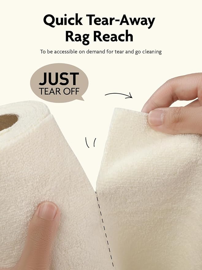 Fantasticlean Microfiber Cleaning Cloth Roll -40 Pack, Tear Away Microfiber Towels, 12" x 12", Reusable, Washable, Scratch Free, Ultra Absorbent Dishcloth for Car, Home Supplies, Pet, Kitchen (Beige)