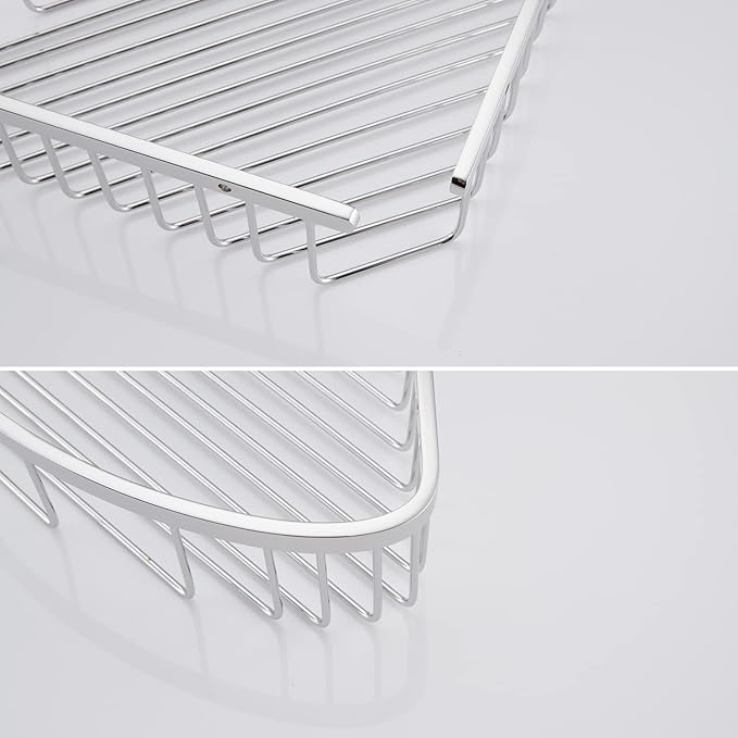 Bathroom Shower Caddy Corner Shelf, Corner-Hollow Design, Ultra Sturdy Rust-Proof Stainless Steel Shelf Organizer Shampoo Holder, Wall Mounted Storage Rack for Bathroom, Polished Chrome