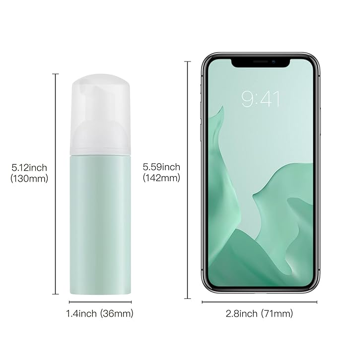Tekson 3 PCS Soap Foam Bottle (2 oz), Empty Travel Foaming Lash Shampoo for Cleanser, Dispenser (Green)
