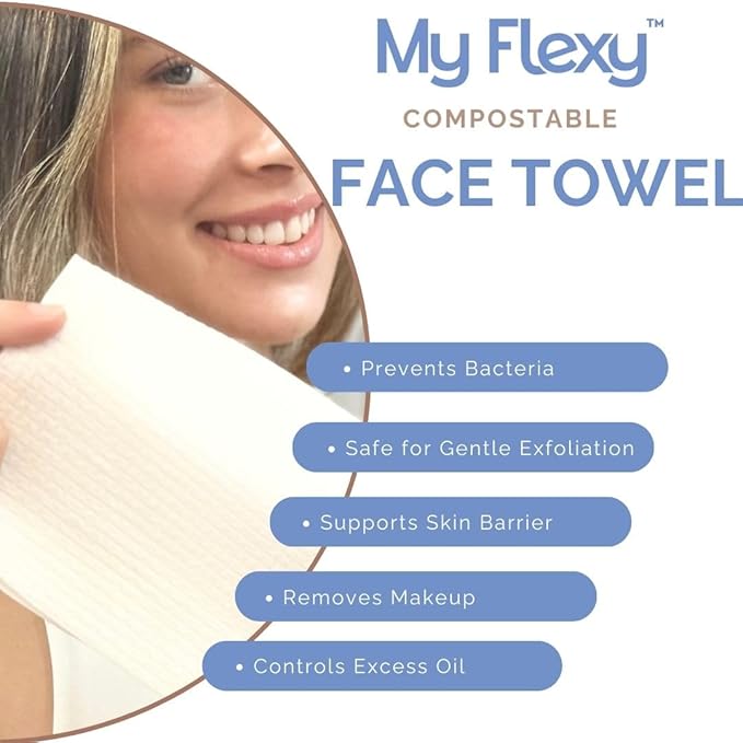 Disposable Face Towels XL for Skin Care & Makeup Removal – 100% Biodegradable Towelette, Face Wash Cloth, Disposable Face Towel for Skincare, Facial Towels, Dry Wipe, Hypoallergenic -50 Count