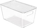 Vtopmart 1 Pack Clear Stackable Storage Bins with Lids, Medium Plastic Containers with Handle for Pantry Organizer and Storage,Perfect for Kitchen,Fridge,Cabinet, Closet,Bathroom Organization