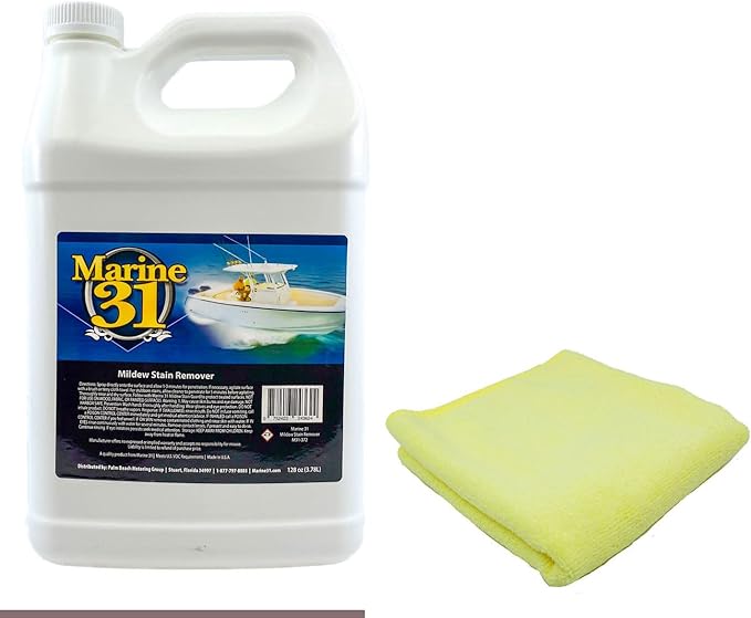 Marine 31 Mildew Stain Remover & Cleaner - Marine & Boat, Home & Patio, Bathroom & Shower Cleaner (Gallon & Towel Kit)