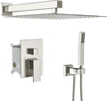 Lordear Rain Shower System 12 Inch Wall Mounted Shower Faucet Set, Brushed Nickel Stainless Steel Shower Head with Handle Set and Brass Valve Brushed Nickel 12" Shower Head