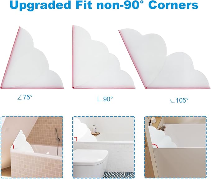 1 Pack Large Shower Splash Guard for Walk in Shower, Upgrade 9.25 x 9.25 In Bath Tub Splash Guards, Shower Corner Bathtub Water Blocker, Waterproof Shower Accessories to Keep Water in Shower