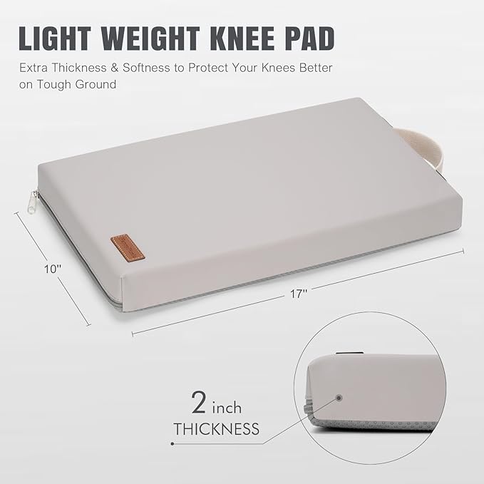 HappyPicnic Waterproof Garden Kneeling Pad - 2" Thick Soft Foam Kneeling Mat for Gardeners with Handle & Removable Cover, Knee Support for Bathing, Grey