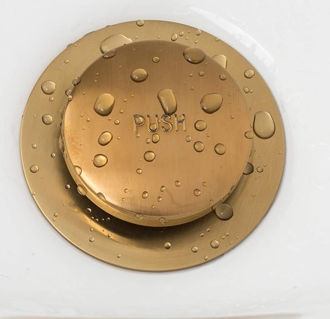 Artiwell Tip-Toe Bathtub Drains Trim Set with Two-Hole Overflow Faceplate, Replacement Bath Drain Trim Kit with 2-Hole Overflow Faceplate and Universal Fine/Coarse Thread (Brushed Gold)