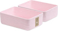 Large Shallow Organizing Baskets 15x11x5.1 Inches - Rope Woven Storage Bins for Bathroom, Shelves, Cube Closet, Light Pink 2 Packs