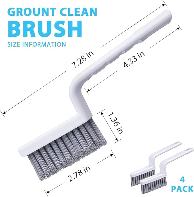 Grout Brush Cleaning,Hard Bristle Grout Cleaner for Tile Floors,Bathroom Cleaning Brushes for Scrub Shower Tile Grout, Black, 4 Pieces