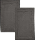 Hawmam Linen Cool Grey Bath Mats, 21 x 34 inches, Pack of 2-100% Ring Spun Cotton,[Not a Bathroom Rug] Banded Design, Highly Absorbent, Machine Washable for Bathroom Floor Towel