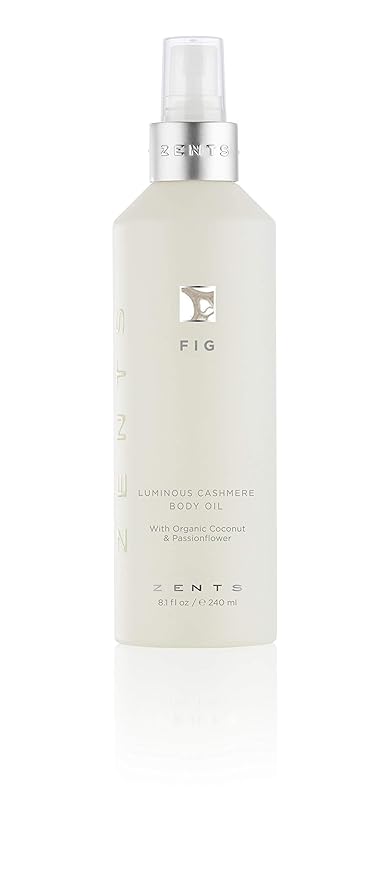 Zents Luminous Cashmere Body Oil (Fig Fragrance) | Moisturizing Body Oil with Vitamin E & Organic Coconut Oil | Softens & Smooths Skin | 8 fl oz
