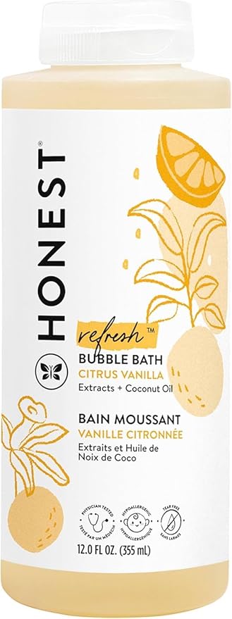 The Honest Company Foaming Bubble Bath Gentle for Baby Naturally Derived Tear-free Hypoallergenic Citrus Vanilla Refresh 12 fl oz