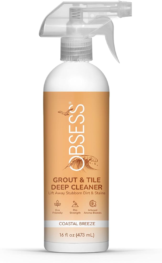 OBSESS Grout & Tile Cleaner: Grout Cleaner for Tile Floors | Bathroom Tile Cleaner | Non-Toxic Professional Strength Brightener | Ceramic Tile and Grout Cleaner, also for Marble, Granite