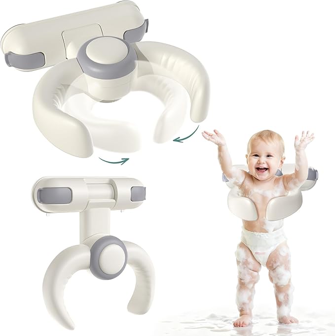Baby Bath Support Stand Shower - Wall-Mounted Baby Shower Stand with Strong Suction Cups. Foldable Adjustable Baby Standing Support for Infants, Toddlers aged 8-36 Months. Soporte para Bañera de Bebé