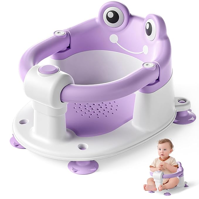 Baby Bath Seat for Babies 6 Months & up Non-Slip Toddler Bath Seats for Sitting Up Infant Bathtub Chair with Suction Cups and Soft Cushion for Baby Shower Tub Seat