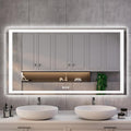 ISKM 50'' x 32'' LED Mirror for Bathroom Lighted Vanity Mirror for Wall Front Lights + Backlit LED Bathroom Mirror Anti-Fog Tempered Glass ETL Listed