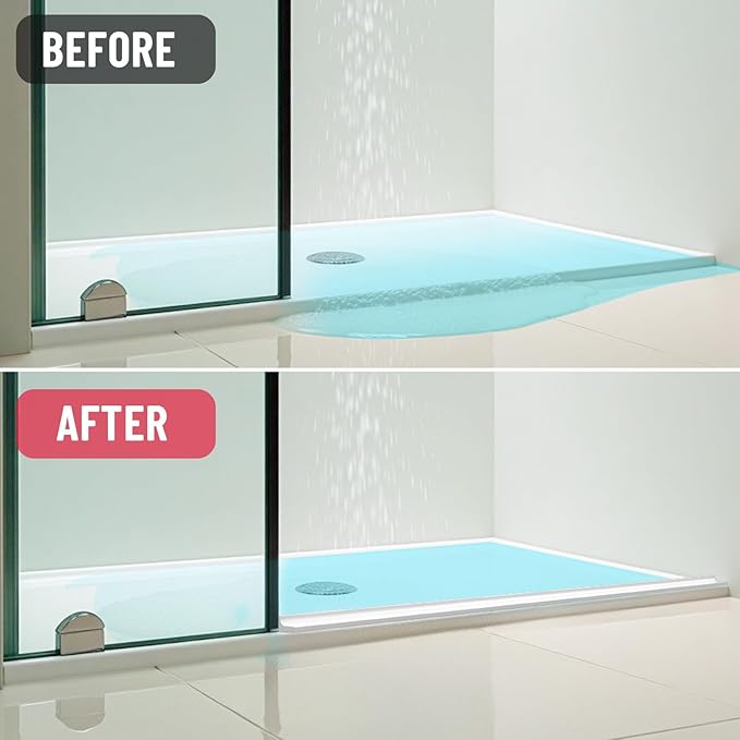 Shower Threshold Water Dam Guard - Self-Adhesive Silicone Waterproof Barrier, Leak-Proof, Flexible, Easy Installation, Customizable Length for Showers, Bathtubs, Sinks, and Countertops by Hzetuu