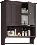 Bathroom Cabinet, Bathroom Wall Cabinet with 2 Doors and Adjustable Shelf, Wooden Medicine Cabinets Wall Mount, Over The Toilet Storage
