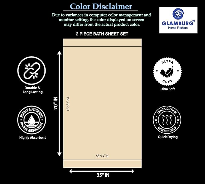 GLAMBURG 700 GSM Premium 2-Pack Oversized Extra Large Bath Sheet Set - 100% Combed Cotton - 2 Bath Sheet 35x70 - Luxury Hotel & Spa Quality - Durable Ultra Soft Highly Absorbent - Chocolate Brown