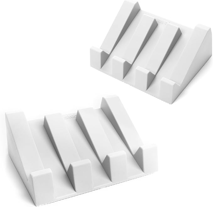 Silicone Soap Dish (USA Patented) Self Draining Bar Soap Holder for Shower Bathroom Sink, Drying Soap Dish Tray Kitchen Sponge Holder Easy Cleaning Soap Saver Mat (Pure White, 2)