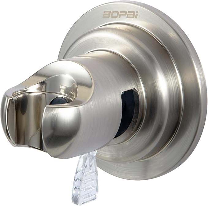 BOPai Suction Cup Shower Head Holder for Handheld Shower – No Drill, for Smooth Surfaces Only, Vertical Mount Only, Brushed Nickel