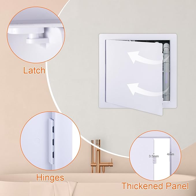 Suteck Plastic Access Panel for Drywall Ceiling 12 x 12 Inch Reinforced Plumbing Wall Access Doors Removable Hinged White