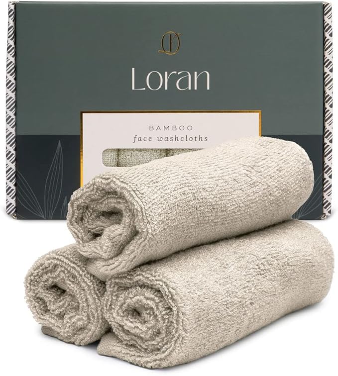 Vanilla Facial Washcloths Set of 6 Soft Cloths 10” x 10” 100% Viscose Derived from Bamboo Spa-Like Feel Silky Face Cloth for Skin Cleansing