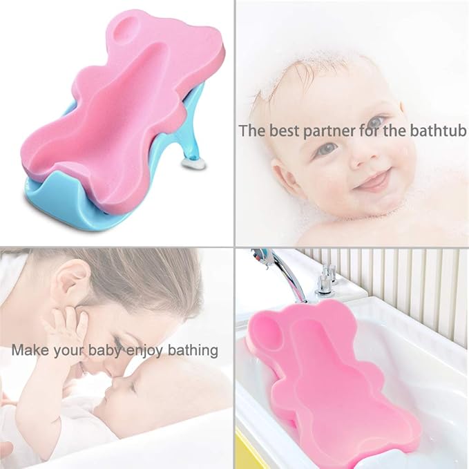 Soft Infant Bath Sponge Skid Proof Baby Bath Mat Newborn Odor Free (Pink)
