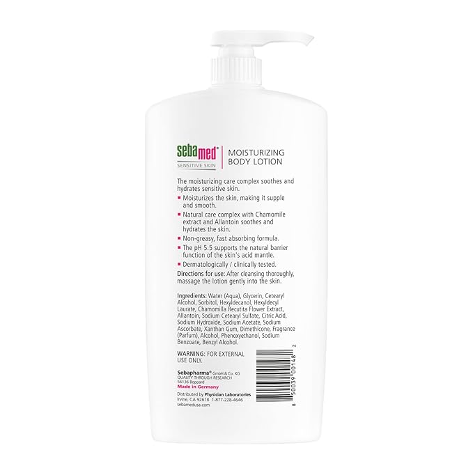 SEBAMED Moisturizing Body Lotion pH 5.5 for Sensitive Skin Dermatologist Recommended Paraben-Free Moisturizer 33.8 Fluid oz (1 Liter) Pack of 3