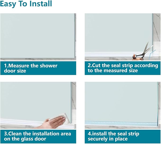 Shower Door Bottom Seal Strip 36 inch Frameless Shower Sweep for 3/8" (10mm) Thick Glass Ultra Clear Polycarbonate - Single Pack
