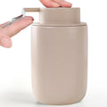 BosilunLife Lotion Pump Dispenser - Matte Khaki Soap Dispenser Bathroom Ceramic Dish Liquid Soap Dispenser for Kitchen, Bathroom Countertop Soap Dispensers (Khaki, Liquid Pump)