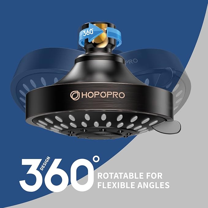 HOPOPRO 5-Mode High Pressure Shower Head - The Washington Post, NBC News, Today TV Show Recommended - High Flow Fixed Showerheads (4 Inch Oil Rubbed Bronze)