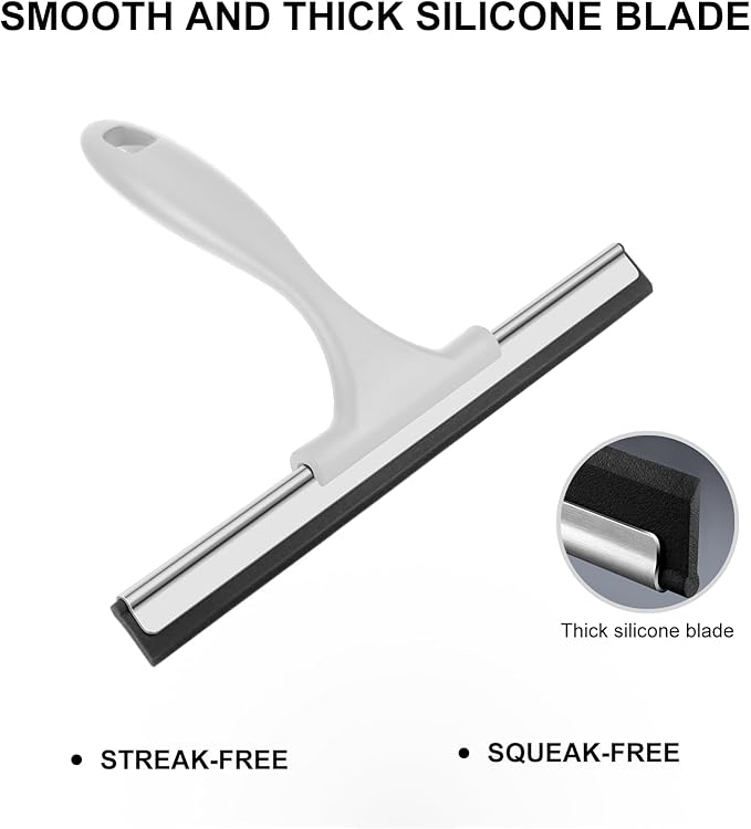 SetSail Shower Squeegee for Glass Doors All-Purpose Squeegee for Shower Glass Heavy Duty Window Squeegee with Hook for Tile, Sink, Mirror, Car Windshield Cleaning 10 Inches
