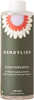 Dandylion Clean Paws No-Rinse Foaming Cleanser Refill – Gentle, Fragrance-Free, pH-Balanced for Dogs, 10 fl oz