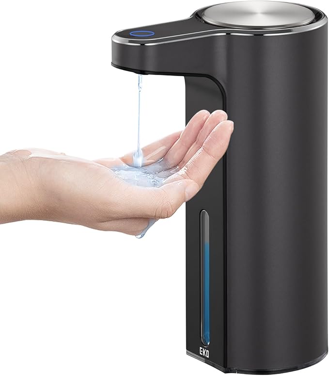 EKO Aroma Touchless Automatic Soap Dispenser for Bathroom and Kitchen, Liquid Hand Soap Dispenser, Water-Resistant and Rechargeable, 9 fl oz (Dark Grey)
