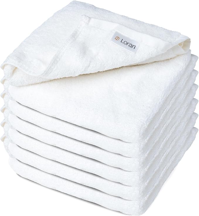White Extra Large Washcloths Set of 6 Soft Body Cloths 13” x 13” 70% Viscose Derived from Bamboo, 30% Cotton Spa-Like Feel Silky for Skin Cleansing