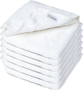 White Extra Large Washcloths Set of 6 Soft Body Cloths 13” x 13” 70% Viscose Derived from Bamboo, 30% Cotton Spa-Like Feel Silky for Skin Cleansing