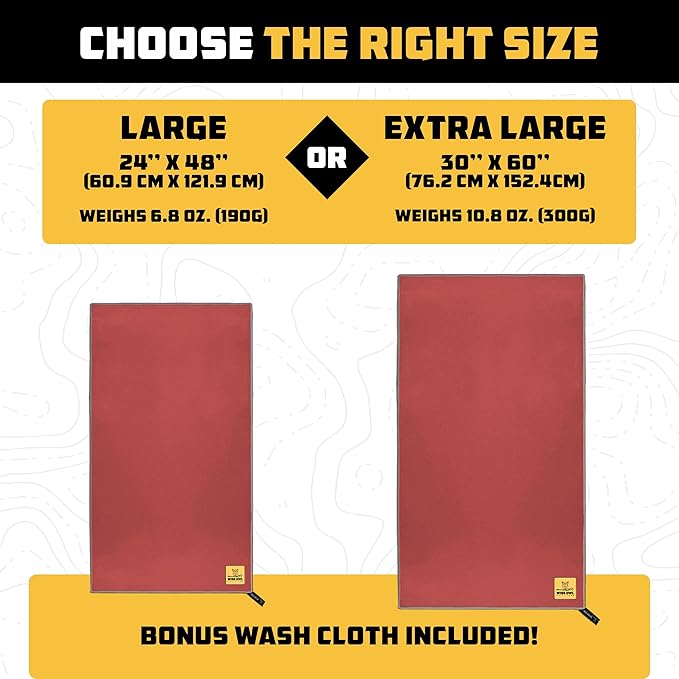 Wise Owl Outfitters Microfiber Camping Towel - Quick Dry Towel for Travel, Backpacking, Hiking, Beach, Gym & Yoga - Compact, Fast Drying & Lightweight
