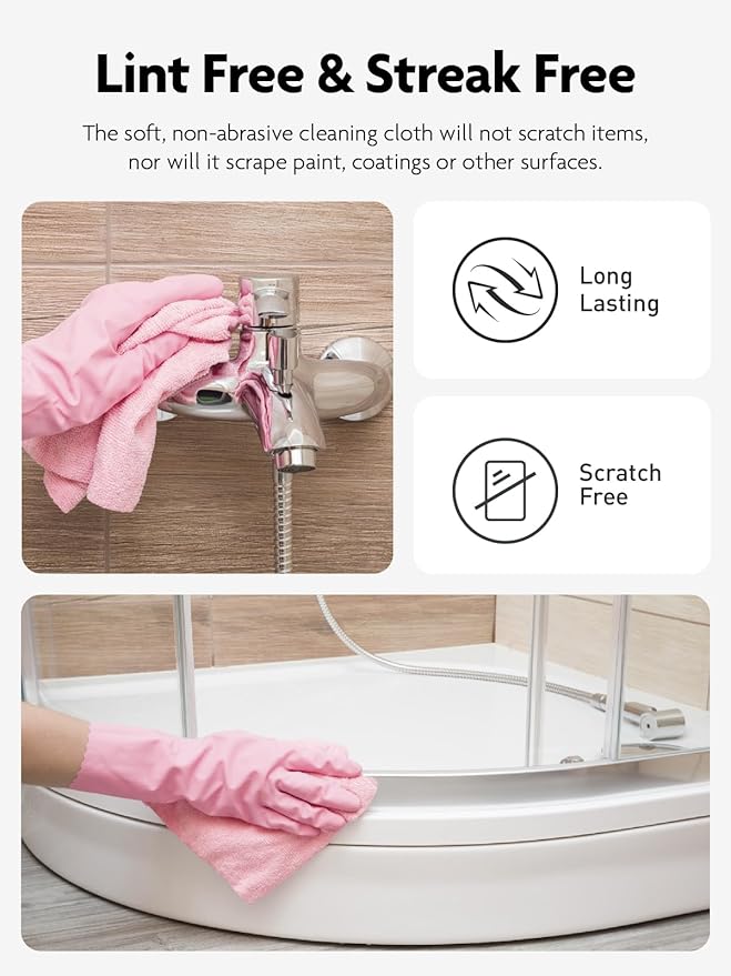 Fantasticlean Microfiber Cleaning Cloth Roll -40 Pack, Tear Away Microfiber Towels, 12" x 12", Reusable, Washable, Scratch Free, Ultra Absorbent Dishcloth for Car, Home Supplies, Pet, Kitchen (Pink)
