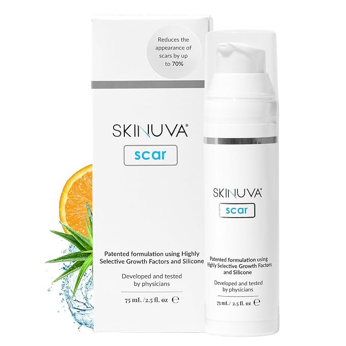 Skinuva® Next Generation Scar Cream - Stretch Mark Cream Made with Growth Factors, Hyaluronic Acid & Vitamin C for Intense Stretch Mark Removal (2.5 oz)