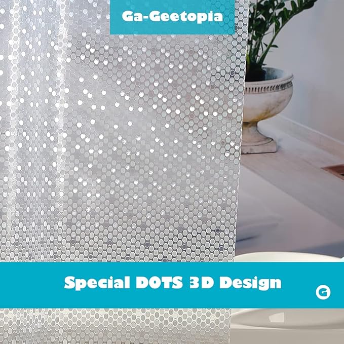 Ga-Geetopia EVA 3D Plastic Shower Curtain Liner Clear Dots 72x72 Premium Lightweight Plastic Bathroom Shower Curtain with Rustproof Metal Grommets, Weighted Magnets for Shower Stall, Bathtubs