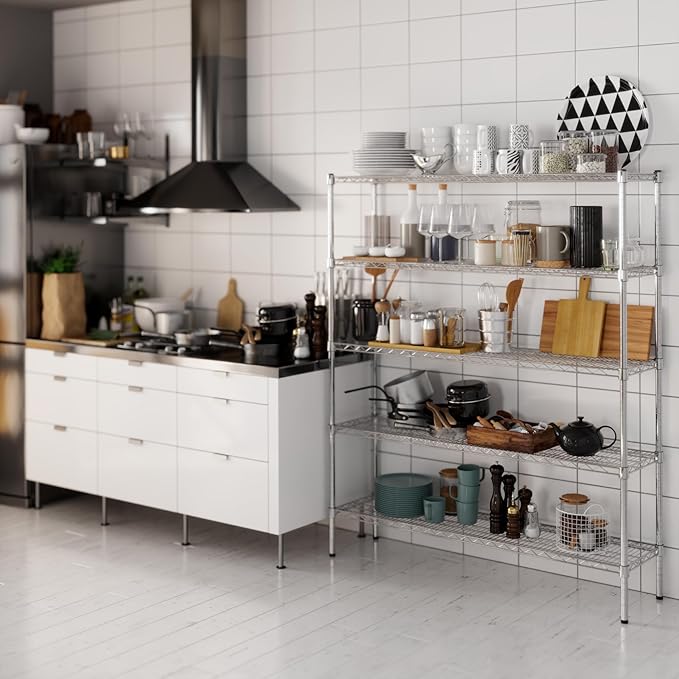 14" Deep x 54" Wide x 64" Height Wire Shelving Kit | 5-Tier | NSF Commercial Storage Rack Unit