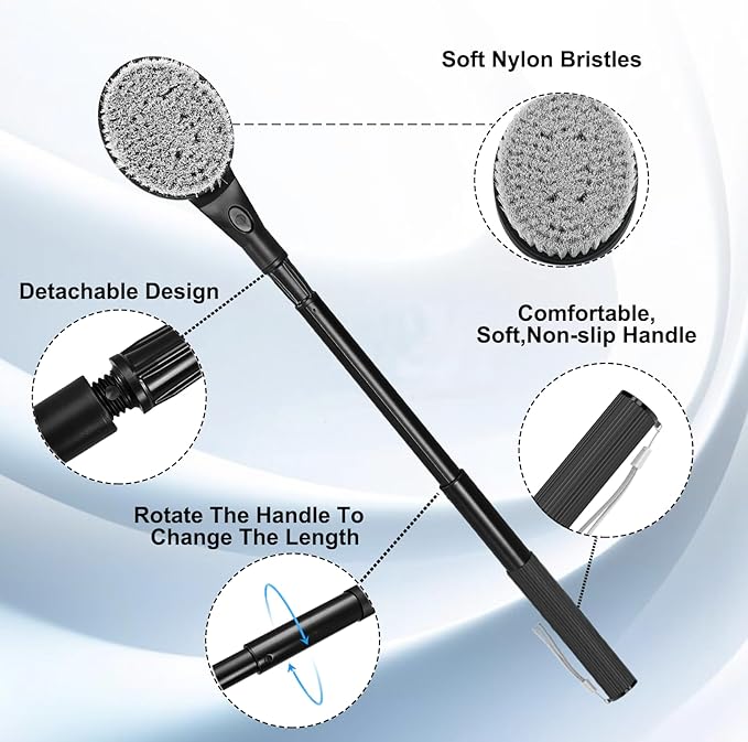 Back Scrubber for Shower,25" Long Handle Shower Brush for Body Exfoliator and Deep Clean,Back Scrubber for Shower for Men,Women and Elderly