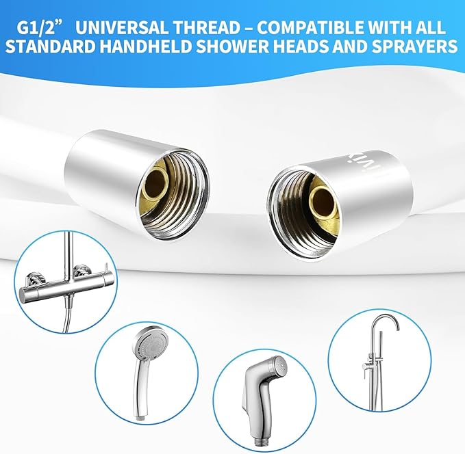 Extra Long Replacement Shower Hose Extension Handheld Shower Head Hose 59 Inches Flexible and Durable with Brass Insert and Nut rv shower head with hose