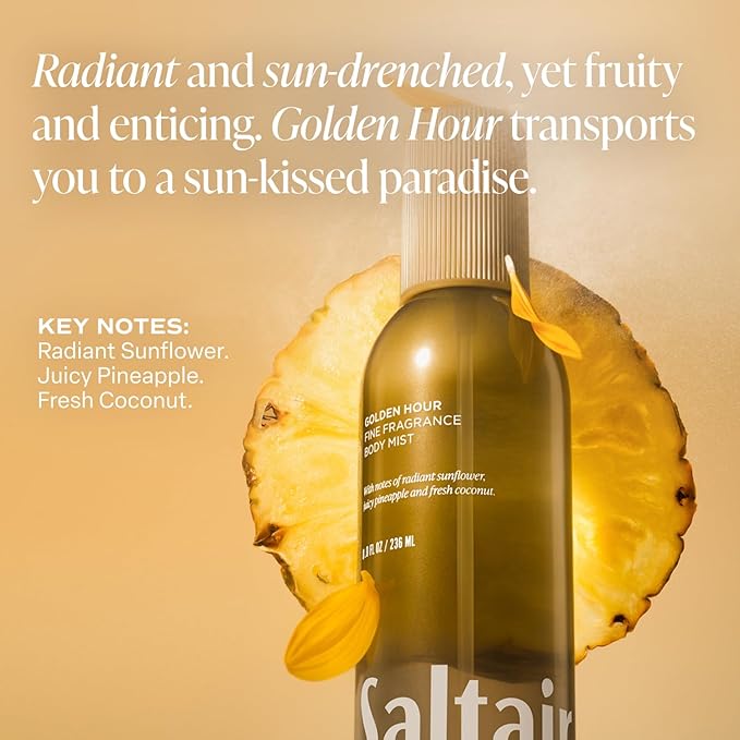 Saltair Body Mist 2 Pack - Fine Fragrance, Lightweight Body Spray Mist with Golden Hour Scent. Long Lasting Perfume Mist. 2x 8oz Bottles